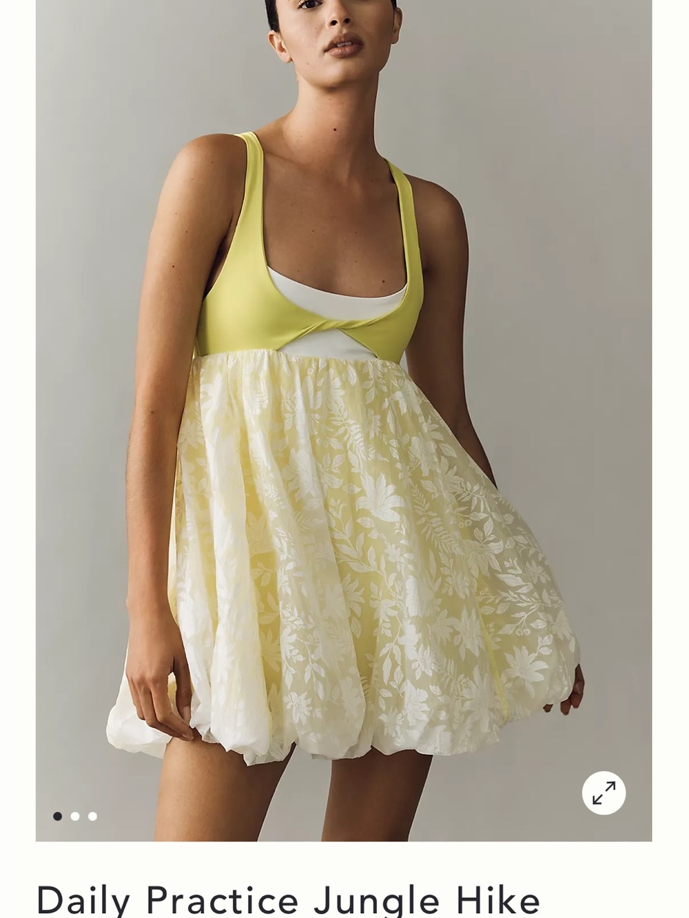 Daily Practice Jungle Hike Yellow Floral Babydoll Tank